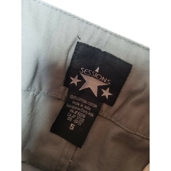 Sessions Womens Size 5 Wide Straight Pants Eyelet Mid-Rise Cotton Gray Casual - Picture 4 of 8